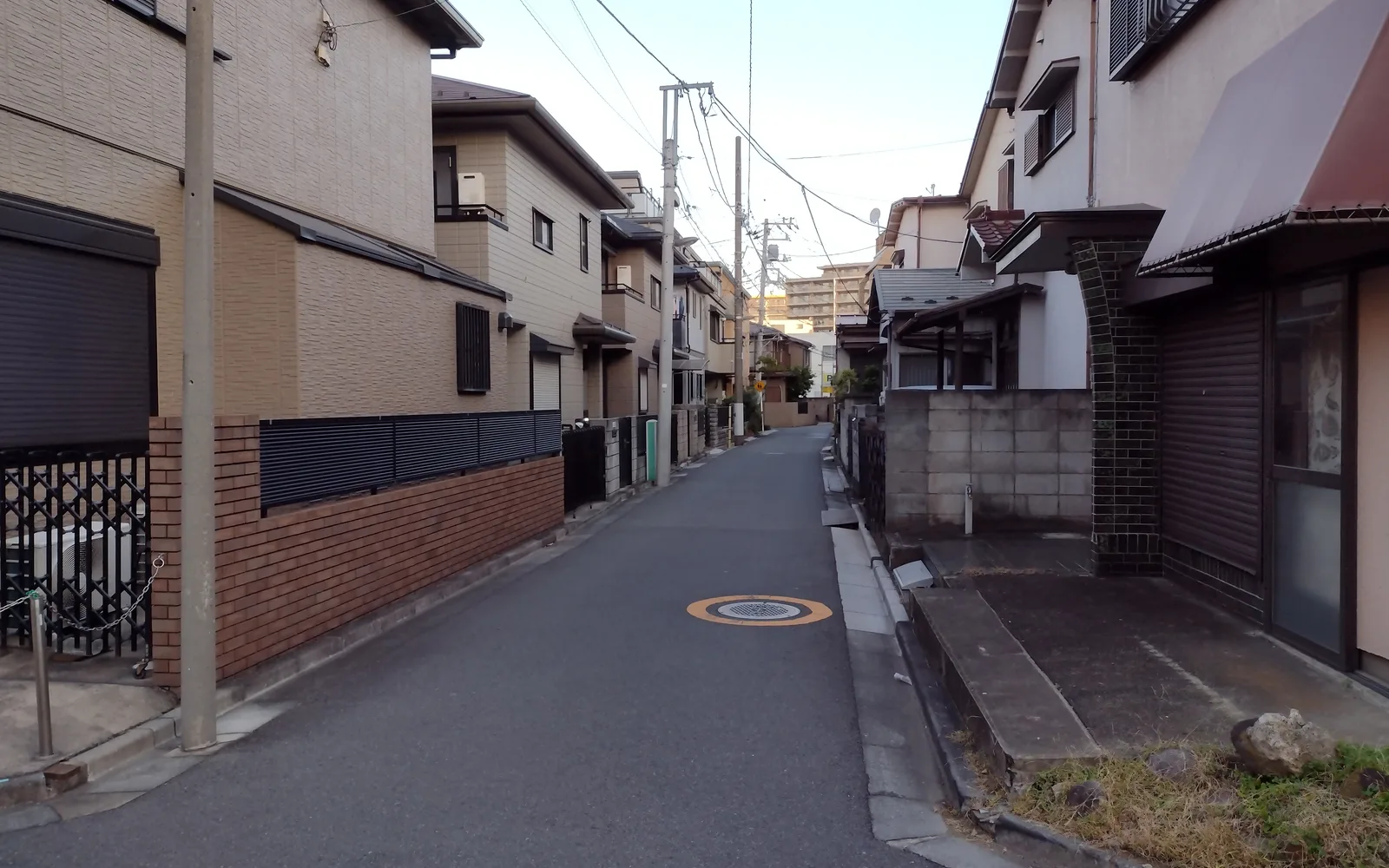 A residential area with houses and open space